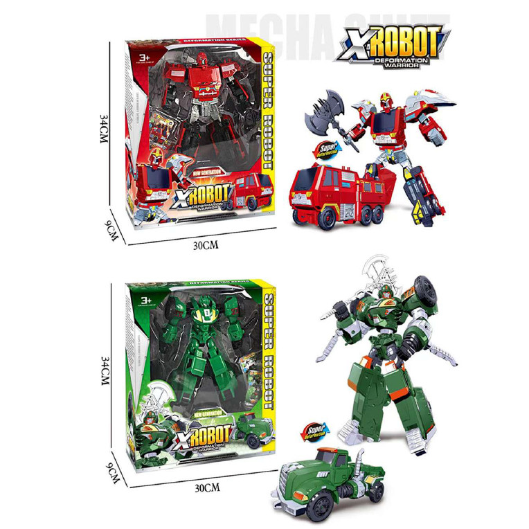 Super Robot X - Pahlawan Deformation Warrior Mainan Edukasi Anak 2in1