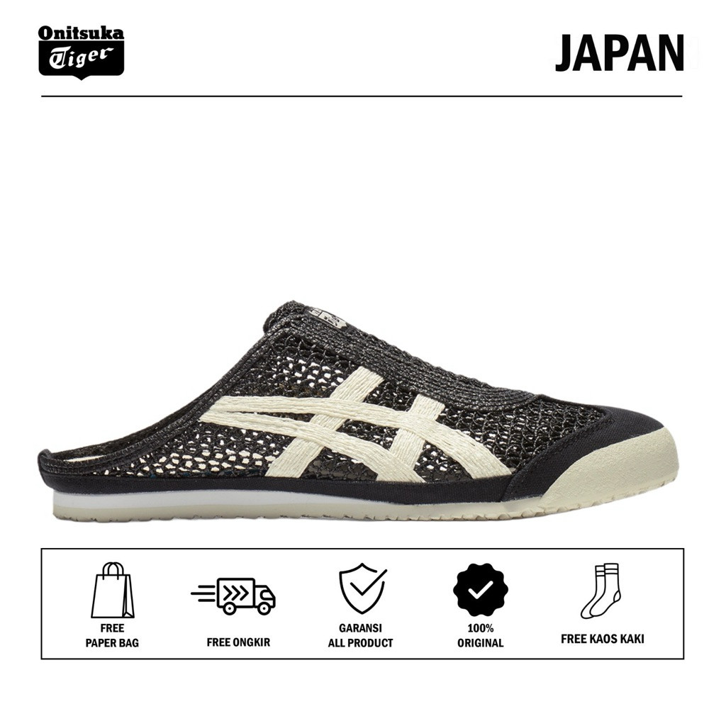 Sepatu Onitsuka Tiger Mexico 66 Sabot Black White / Sepatu Wanita / Sandal Wanita / Sneakers Wanita