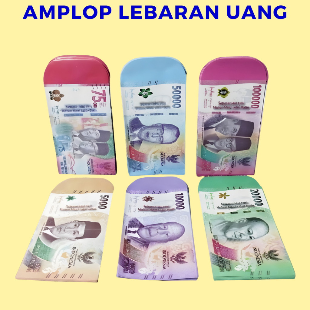 Amplop Lebaran Motif Uang Angpau Idul Fitri Ukuran Medium