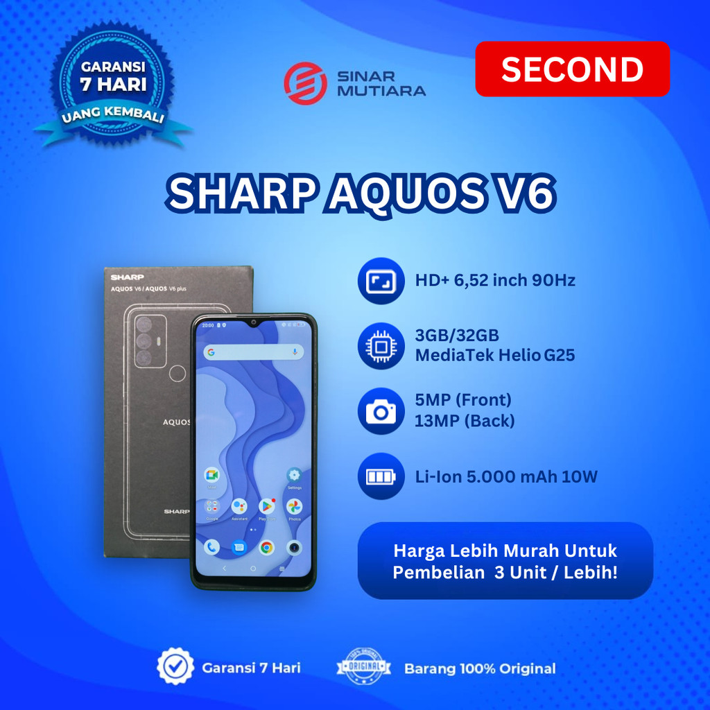 SHARP AQUOS V6 3/32 GB HP SECOND ORIGINAL SINAR MUTIARA CELL