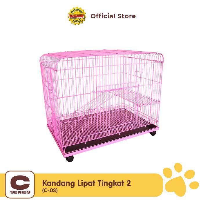 Kandang Octagon - Kandang Kucing Tingkat 2 Uk. 93x62x78cm | Kandang 2 Lantai C-03