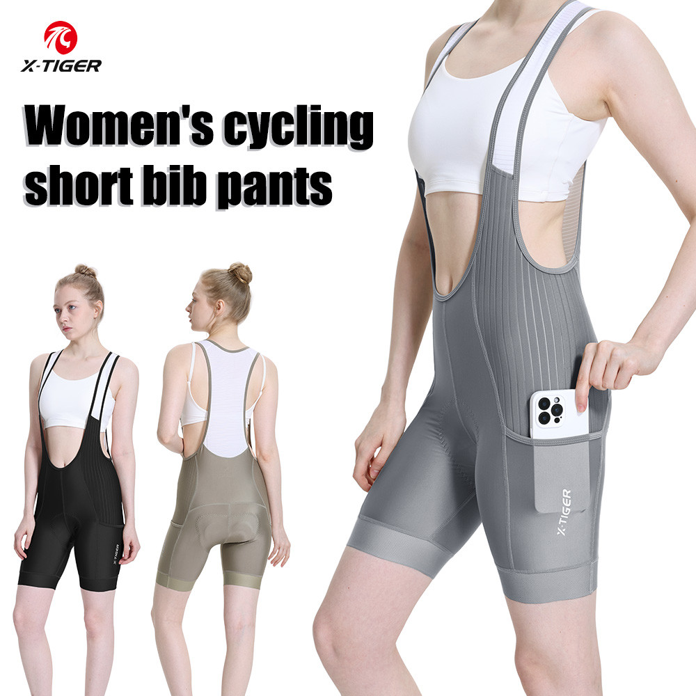 Celana Bib Sepeda Wanita X-TIGER Pro Berlapis Bantalan, Celana Pendek Sepeda Jalan Raya MTB, Celana 
