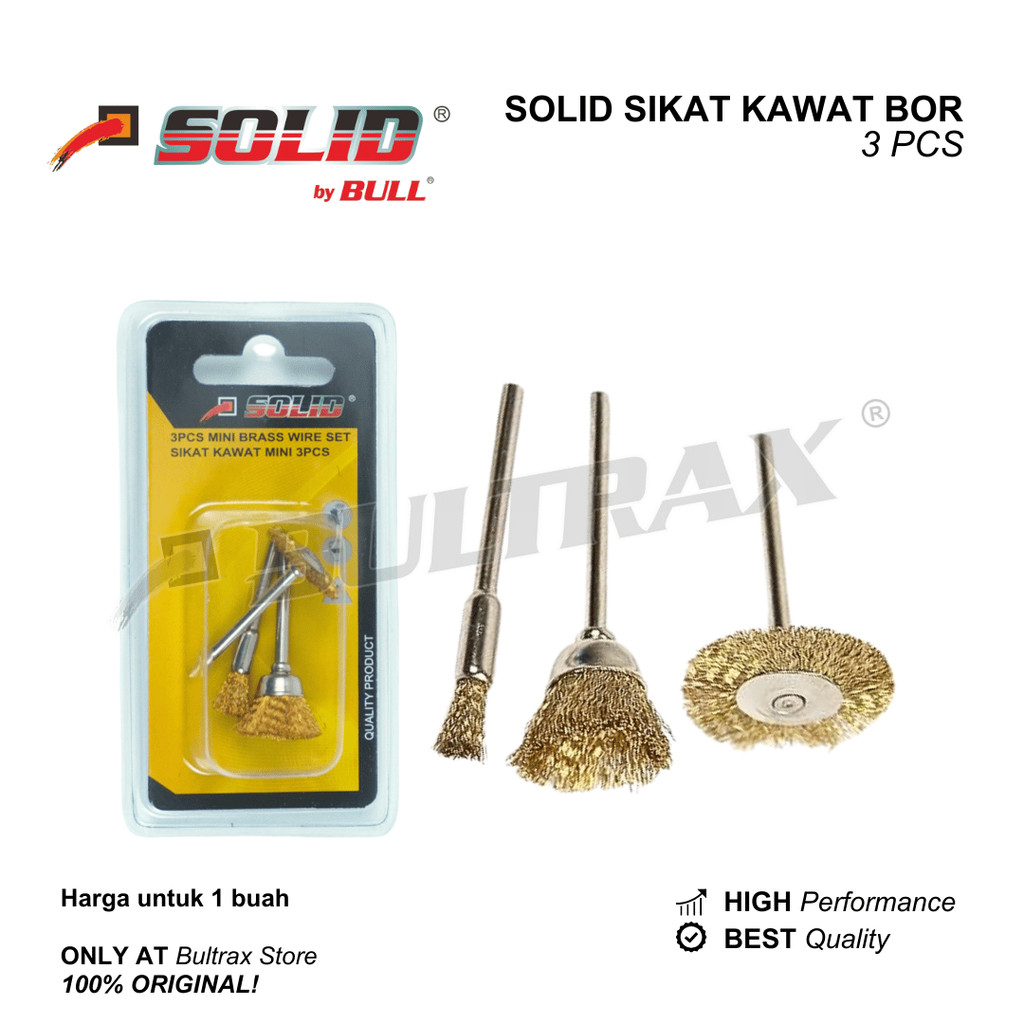 SOLID Mata bor sikat kawat 3 pcs / mini drill sikat