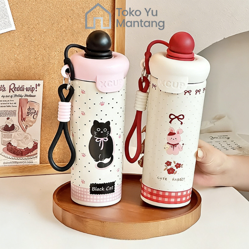Toko Yu Mantang Cute Tumbler Botol Minum Aesthetic Lucu Anti Tumpah dan Tahan Dingin Stainless Steel