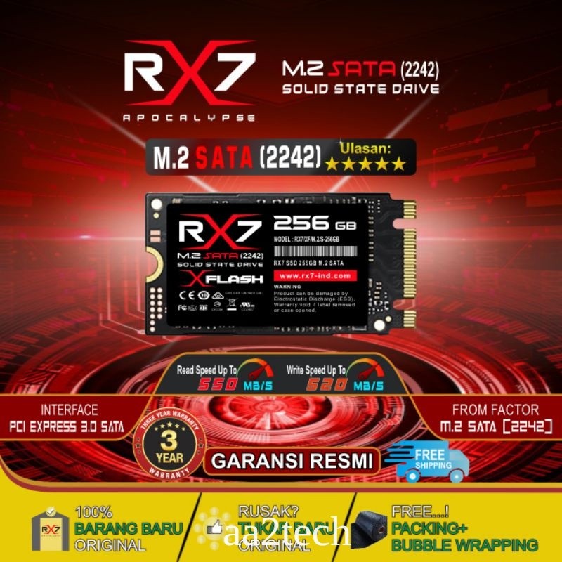 SSD RX7 M2 SATA 256GB 2242 M.2 SATA / M2SATA GARANSI RESMI 3 TAHUN