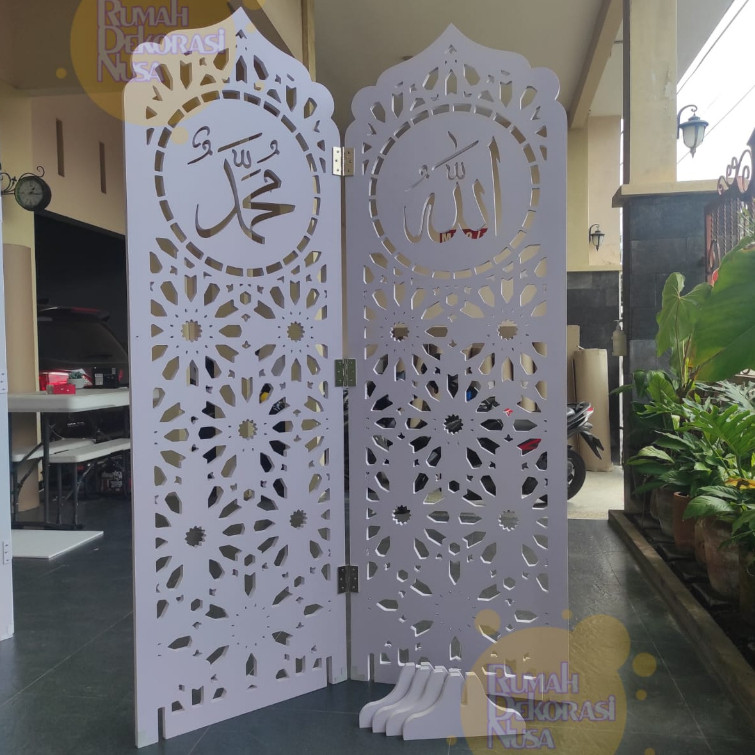 SEKAT RUANGAN PORTABLE / PARTISI RUANGAN LIPAT / PARTISI MUSHOLA / PEMBATAS RUANGAN / SKETSEL MASJID