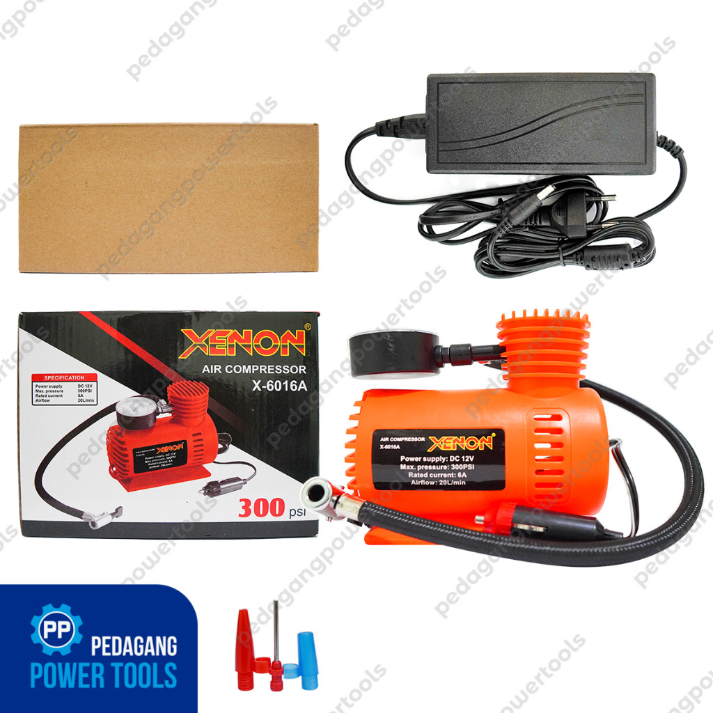 PAKET XENON KOMPRESOR ANGIN MINI POMPA BAN & ADAPTOR 12V 5A