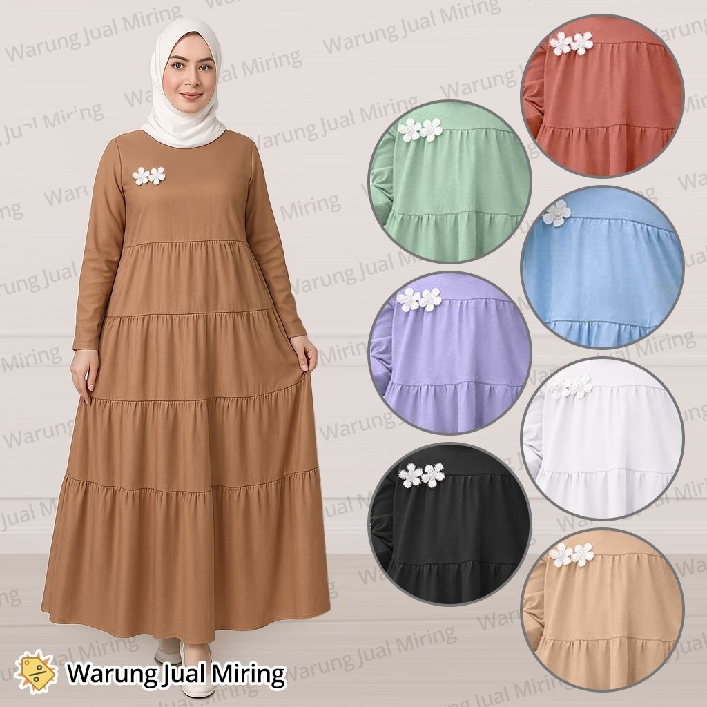 Gamis Susun Dewasa & Remaja - Baju Muslim Perempuan Basic Maxi Dress Jumbo Bahan Jersey Polos Tanggu