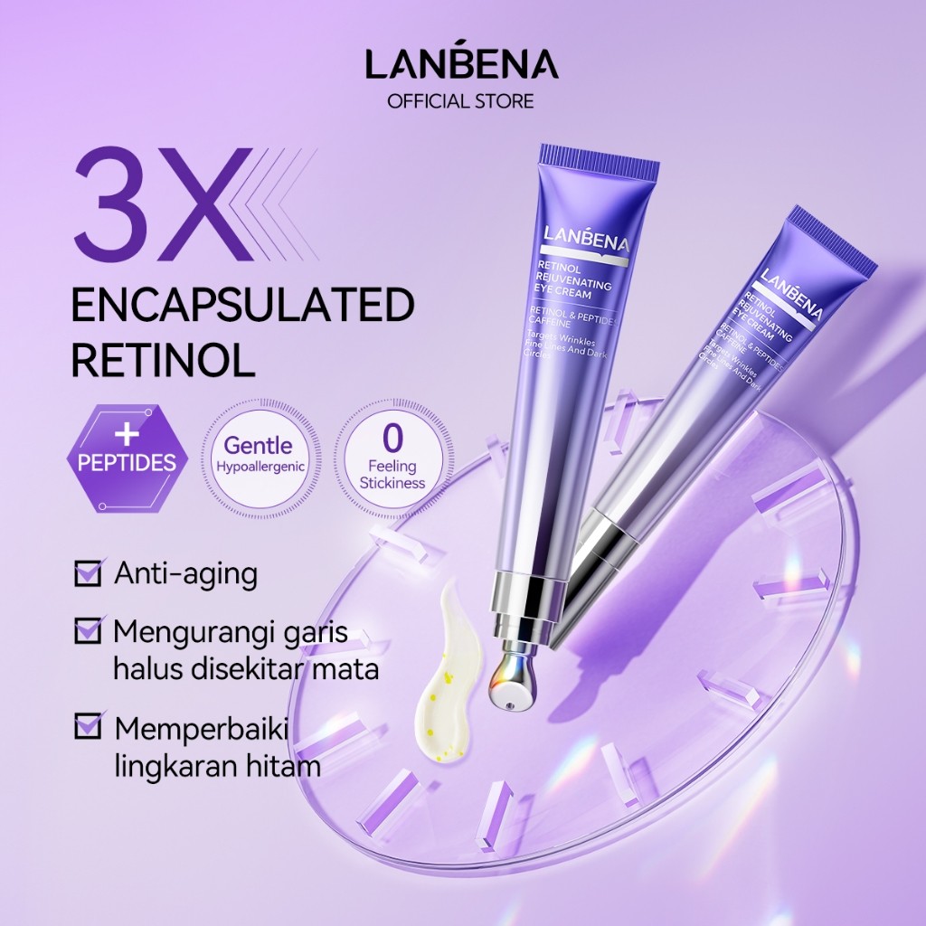 (De Luna id) [NEW] LANBENA 3X Retinol Renewing Eye Cream - menghilangkan kerutan mata, melembabkan d