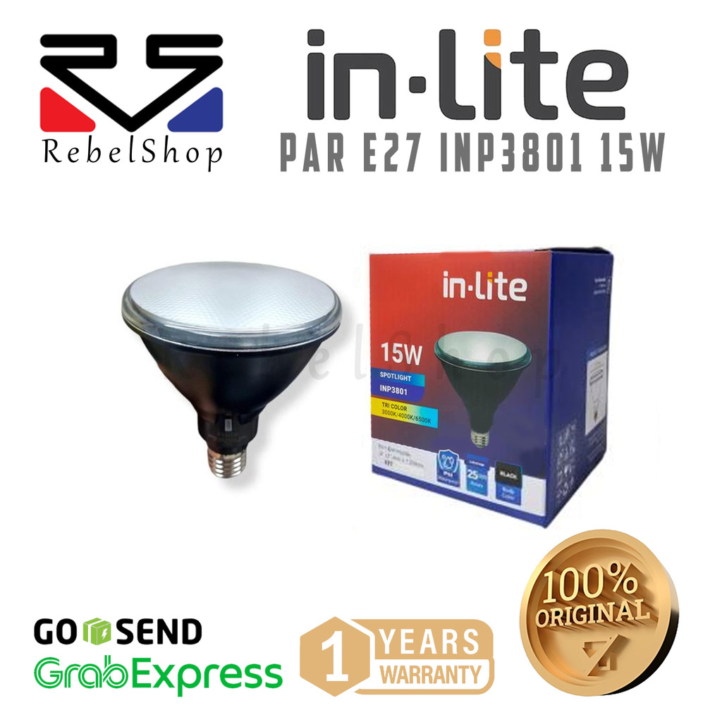Inlite INP3801 LED Lampu PAR 38 E27 Spotlight 15W Tricolor Putih / Kuning - In-Lite PAR38 Spot Light