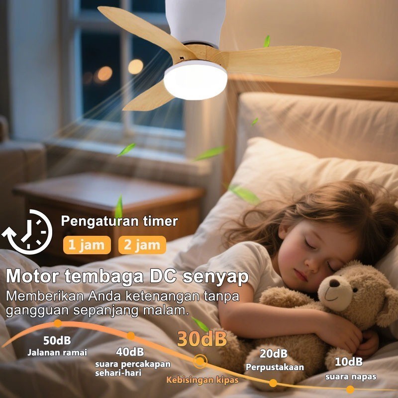 LED Nusantara Kipas Lampu Angin Remote Control  Lampu Kipas Angin Gantung Plafon  Lampu Kipas Kamar 