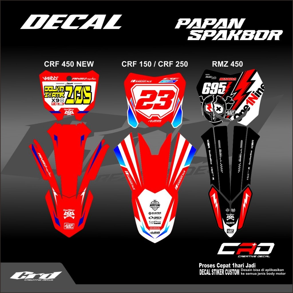 Stiker Papan Nomor Dan Sticker Spakbor Depan Crf 150l Spakbor Crf 450 New Stiker Decal Papan Nomer R