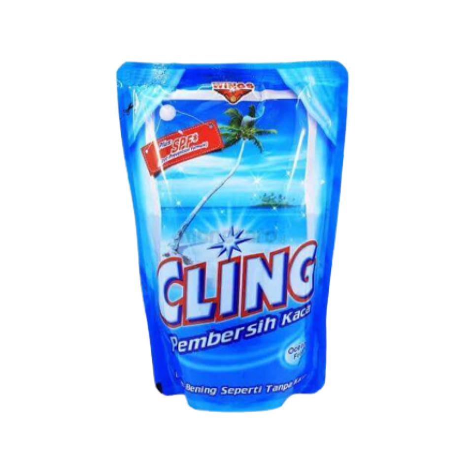 Cling Pembersih Kaca Biru Pouch 425 ml
