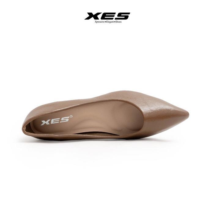 XES ALVIDA-749 Sepatu Pantofel Wanita Sepatu Kerja Wanita Import 4CM (big size) - BROWN, 38