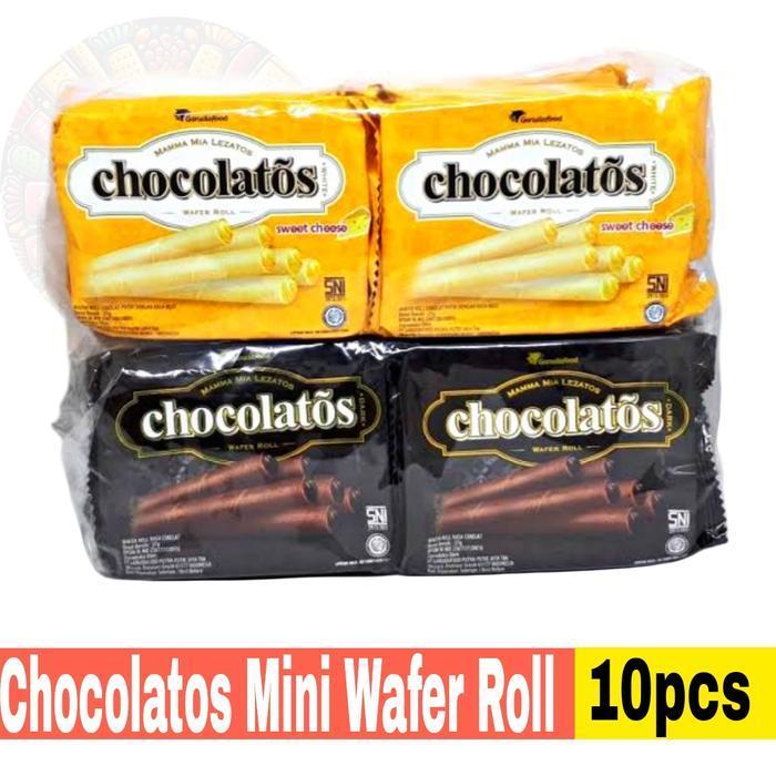 CHOCOLATOS MINI ISI 10 BUNGKUS PCS WAFER STIK ROLL COKLAT KEJU 2000 24GR CEMILAN ANAK REMAJA