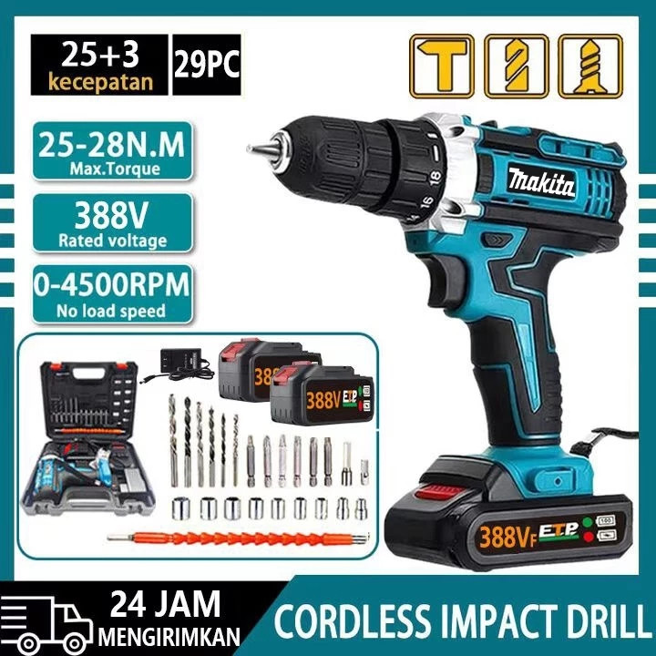MAKITA 766VF Mesin Bor Cordless / Bor Baterai / Bor Listrik / Bor Listrik Set / Bor Tangan Listrik /