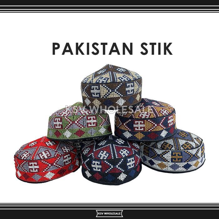 TERBARU GROSIR (10 Pcs) Peci PAKISTAN Motif Ovais Cap Bordir Kopiah Haji Sholat Santri Pria Dewasa A