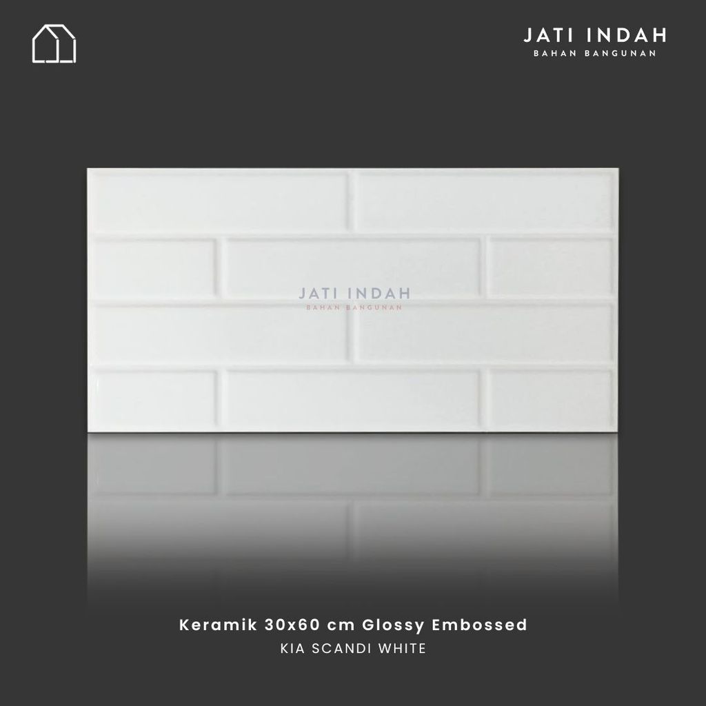 Keramik Dinding Subway Tile Glossy 30X60 cm KIA SCANDI WHITE (0.9 m2)
