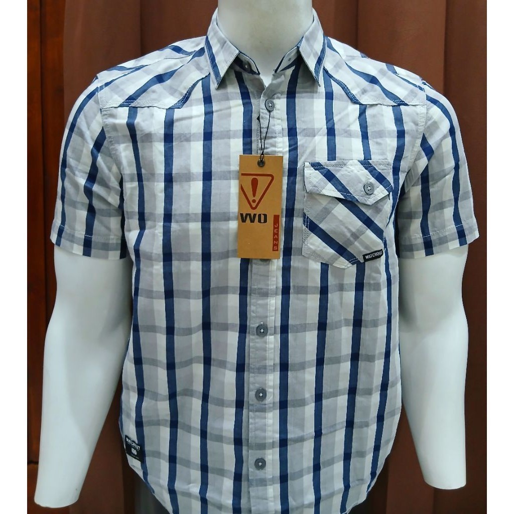 Promo Hits Kemeja Watchout Jeans Lengan Pendek Katun S-2XL