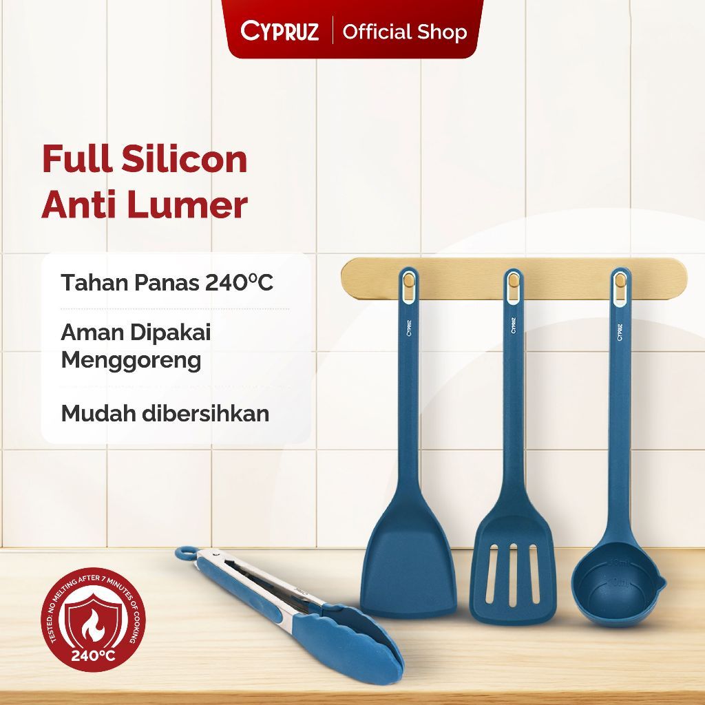 Cypruz Utensil Full Silicone Tahan Panas Anti Lumer Utensil Premium  Silikon