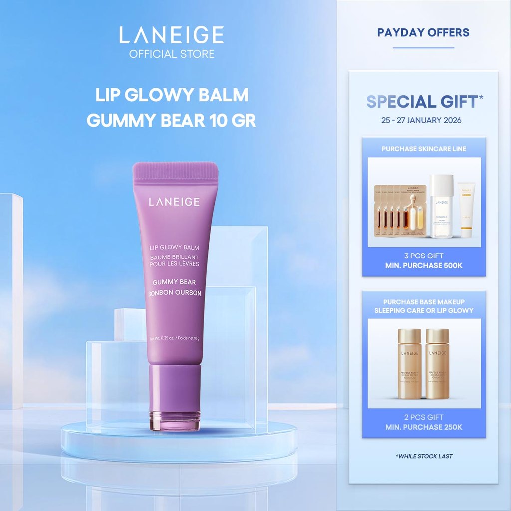 LANEIGE Lip Glowy Balm Gummy Bear 10 gr - Lip Balm Melembapkan, Bibir Glossy Sehat