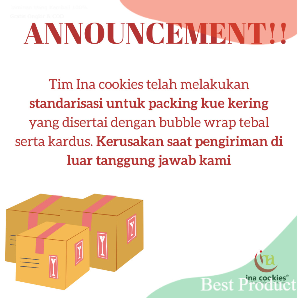 Hampers Lebaran GABLE BOX JAR ISI 2 -  Paket Parcel Idul Fitri asli Kue Kering Premium INA COOKIES/ 