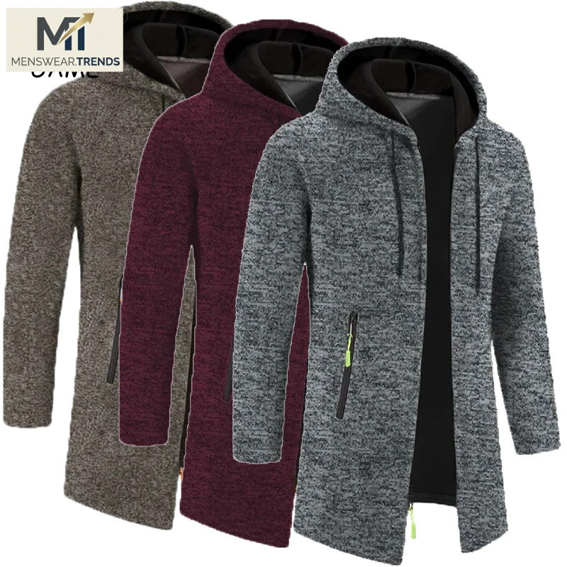 Jacket Autumn Men's Long Sleeve Sweatshirts for Men with Zipper Hooded Mens Oversize Winter Top  Coa