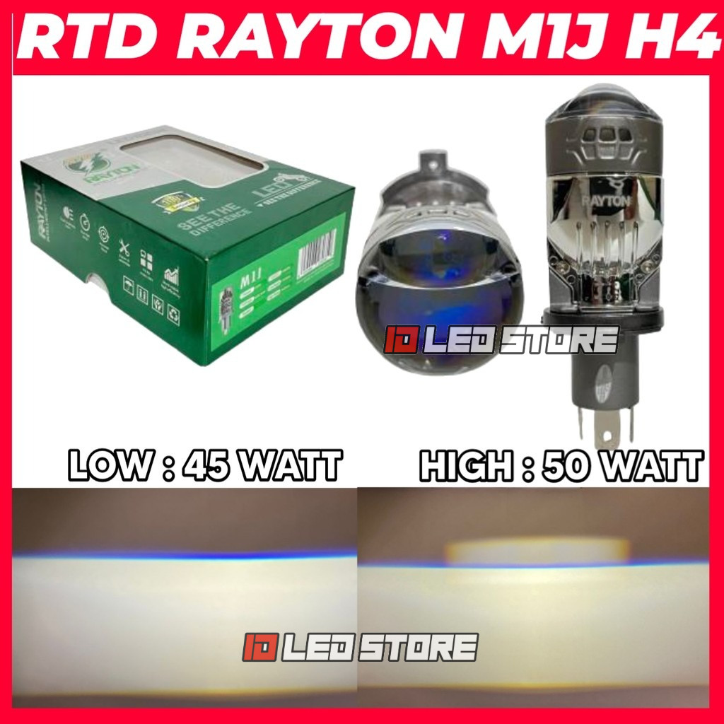 Original Lampu Utama Mini Biled H4 RTD M1J 50 Watt Bluelens Kipas Pendingin