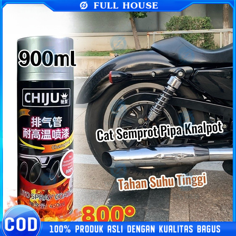 Full House STOK 800 ML Tahan Suhu Tinggi 800° Cat Knalpot Anti Panas Chiju Hi Temp Black Hitam Doff 