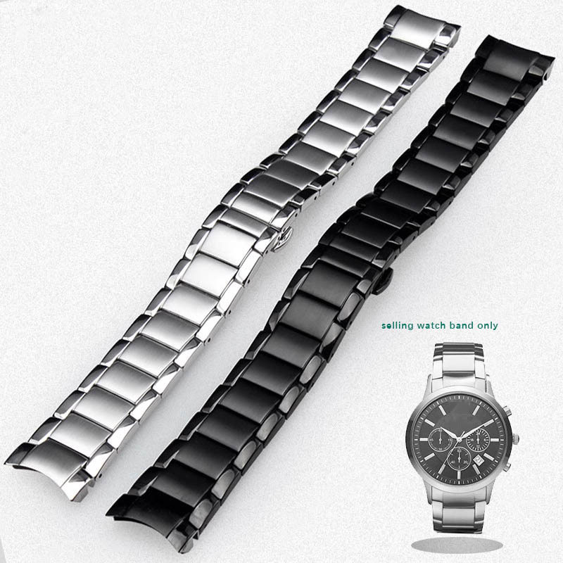 For Armani AR2448 2447 2432 2433 2458 2434 Solid Stainless Steel Watchband Fashion Trend Strap Acces