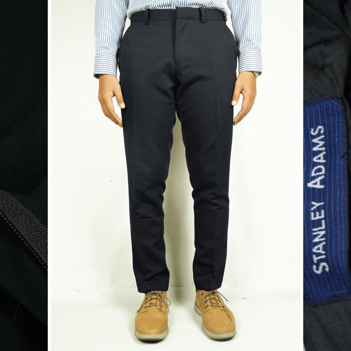Celana Kerja Formal Pria Stanley Adams Hitam Regular | Celana Bahan - Stanley Adams, 32