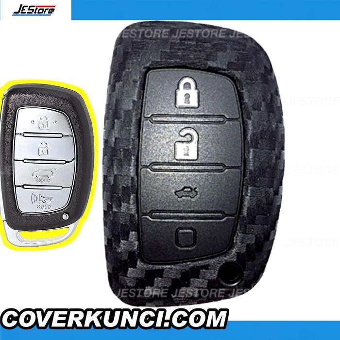 HYUNDAI CRETA 4BTN Cover Kunci Sarung Carbon Hyundai Creta Kunci Cover - SILICON ONLY