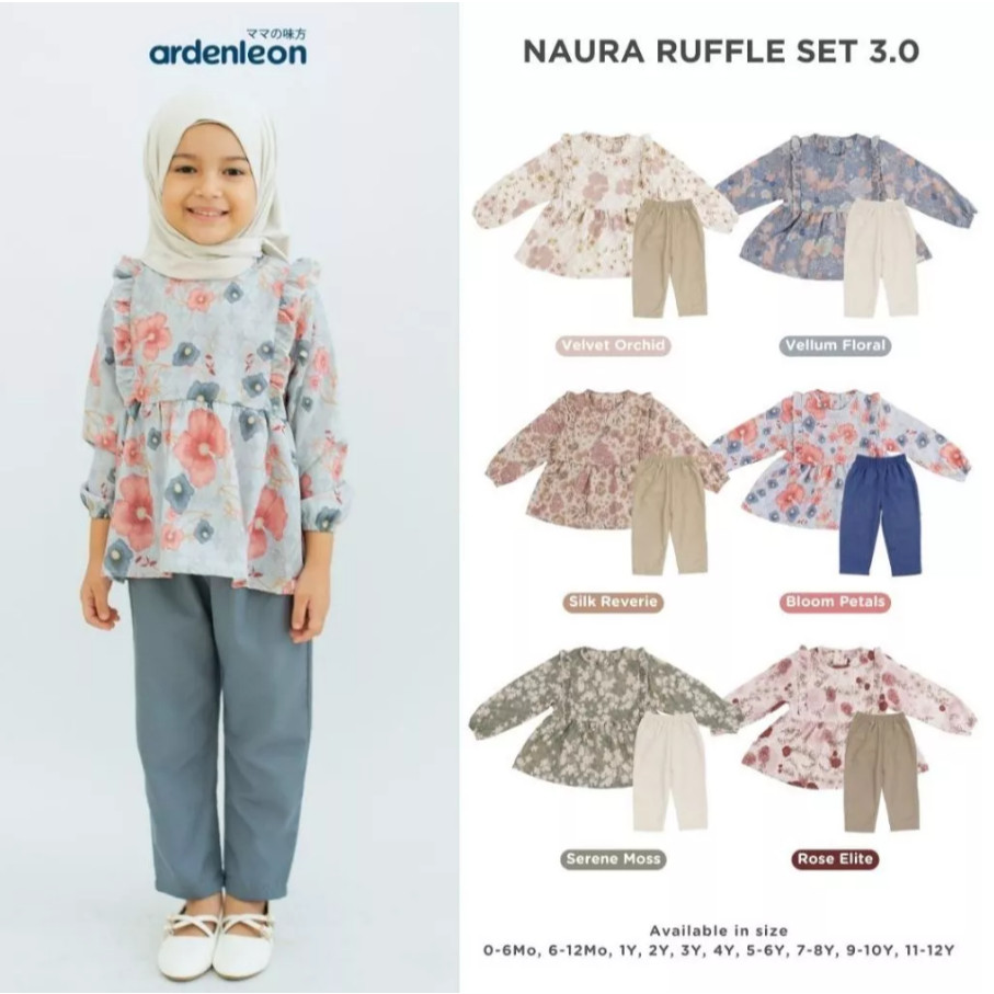 ERVINA.ID Ardenleon 0-12 Tahun Naura Tunic Set / Setelan Panjang Family Raya Edition Lebaran / Pakai