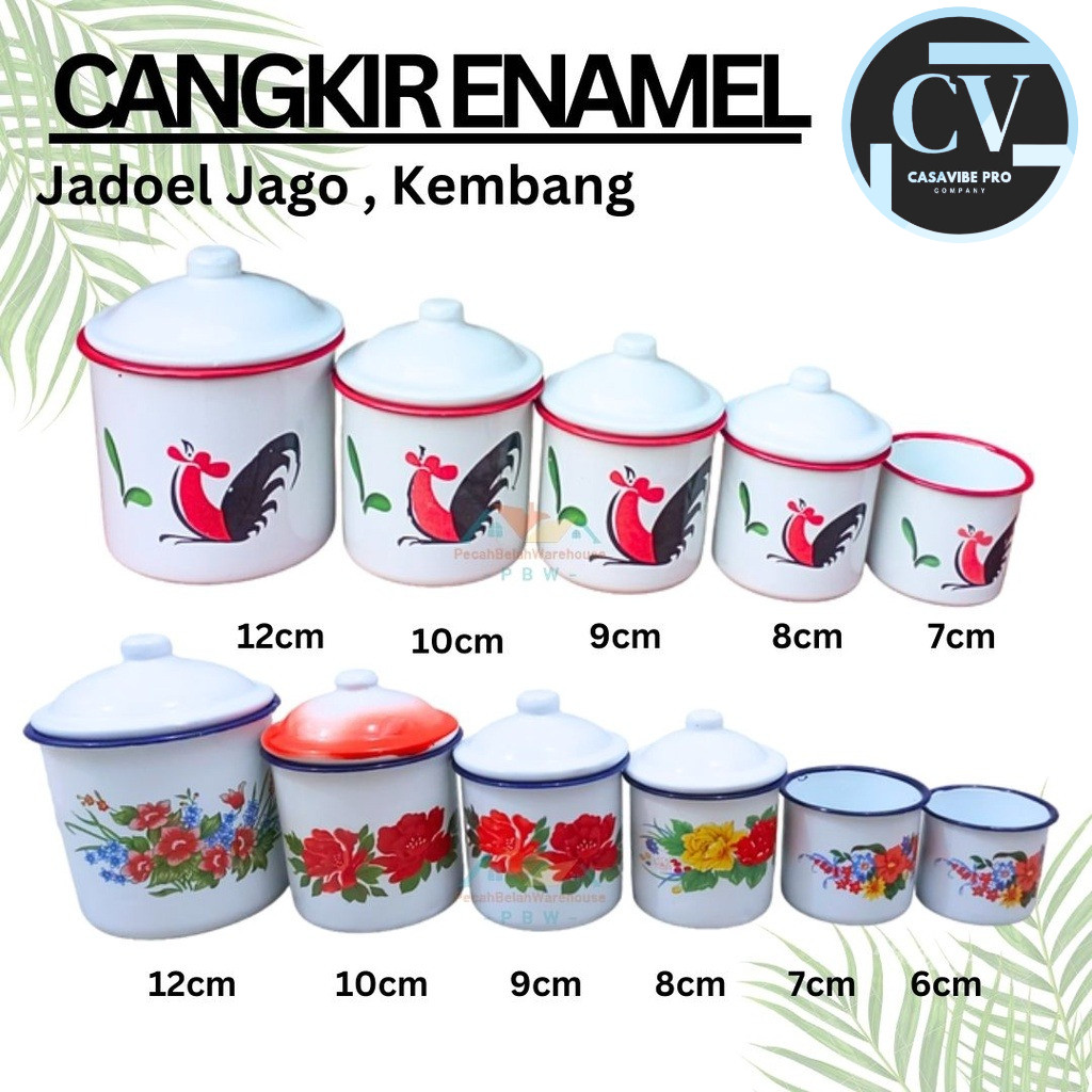 Cangkir Seng Enamel Jadul Kembang Jago 8cm 9cm 10cm 12cm/ Cangkir Jadul / Souvenir Cangkir Seng / Mu