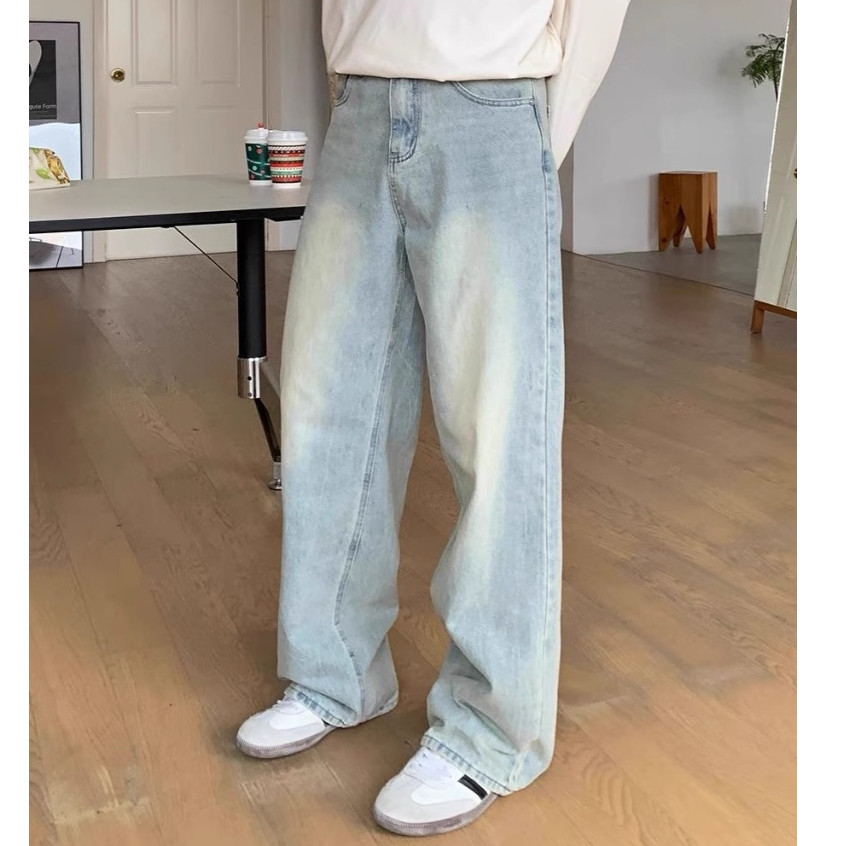 celana gombrong jeans pria panjang korean style baggy pants jens kulot jumbo cowok