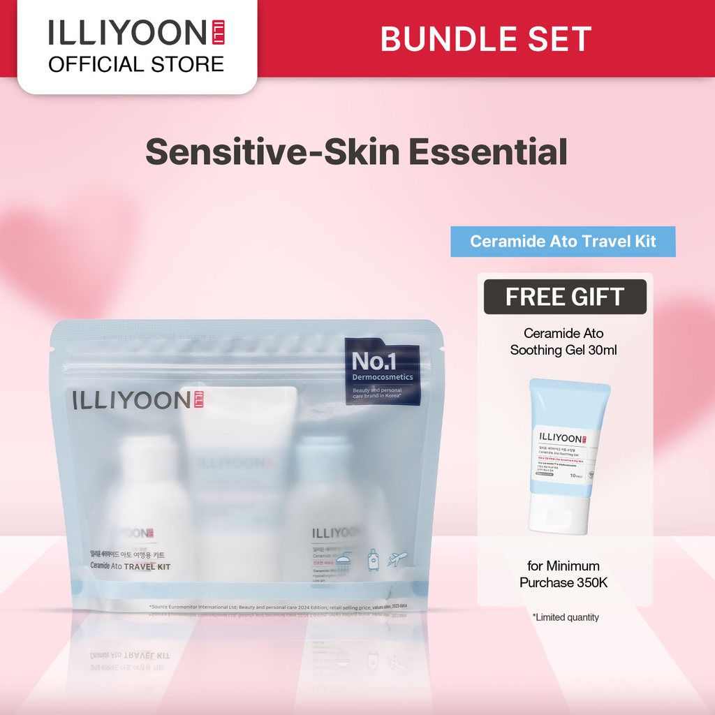 ILLIYOON Travel Kit (Lotion + Cream + Wash) - Sensitive Skin Essential Trial Kit - Paket Pelembap & 