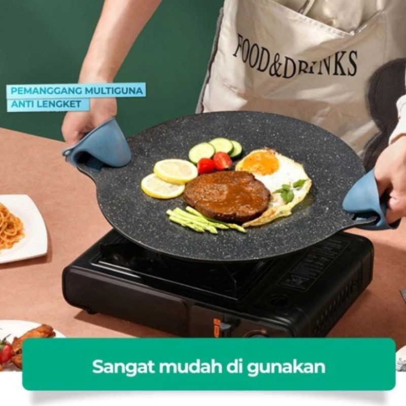Ayumi Shop - GRILL PAN ANTI LENGKET 33cm / PANCI TEFLON PANGGANG BAKAR BAKAR BBQ Pemanggang Multigun