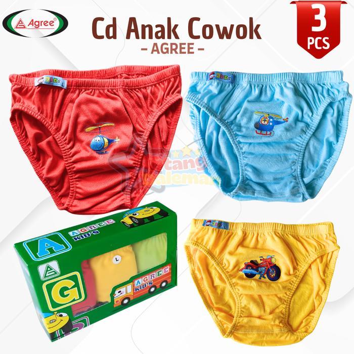 PROMO 3Pcs Celana Dalam AGREE Anak Pria - Pakaian Dalam Anak Agree Kids Ak20 cd laki 1–12 import - 3