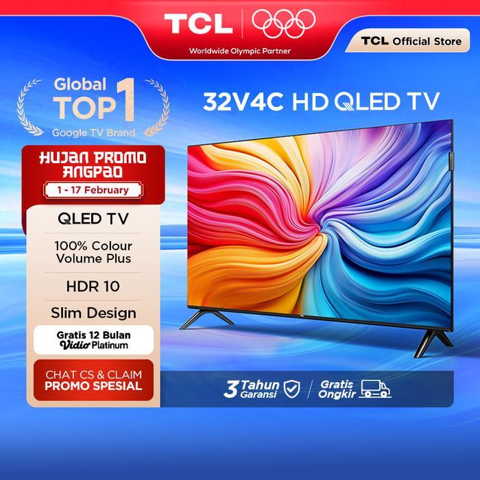 PROMO GASPOLL TCL HD QLED Google TV 32 inch V4C - HDR 10 - Dolby Audio - Google Play/Netflix/Youtube