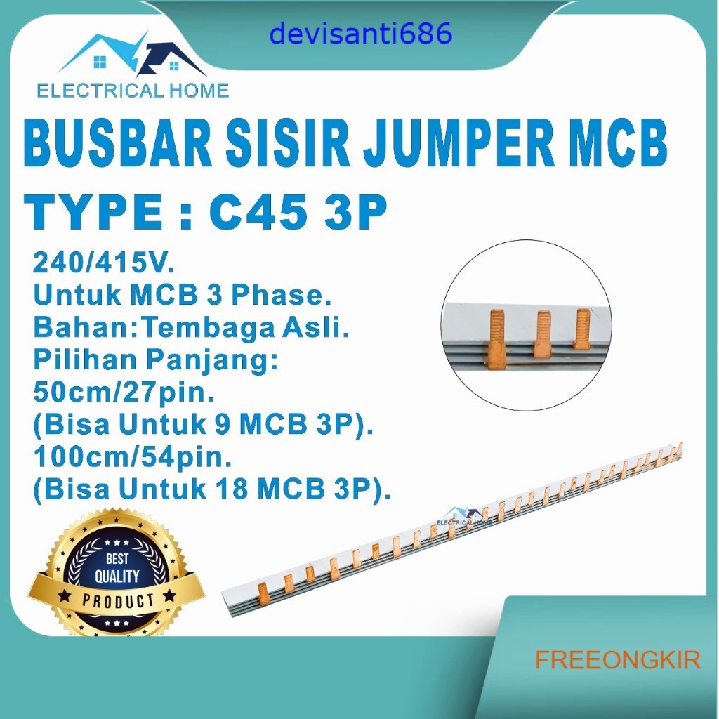 BUSBAR SISIR MCB 3 PHASE JUMPER MCB 3 PHASE