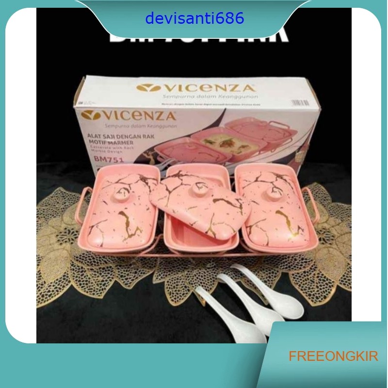 Prasmanan Sayur Vicenza Marbel Isi 3 Warna Pilihan