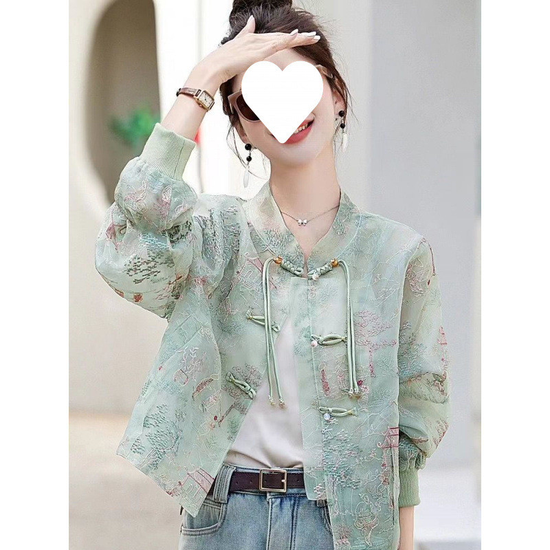 Jaket bordir gaya Cina yang modis untuk wanita