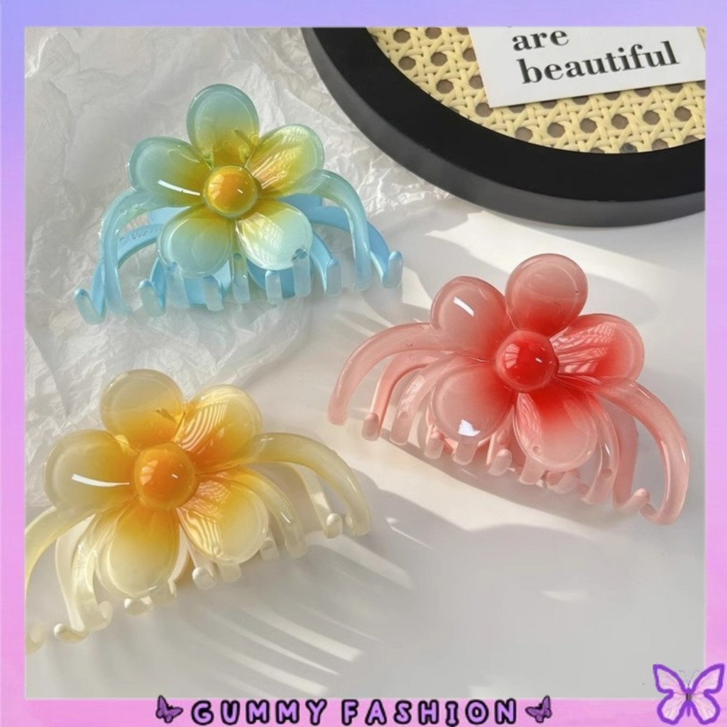 •KEDAI SALSA• JP2084 Jepit Rambut Bunga Kamboja Flowers Jedai Motif Cakar Akrilik Aksesoris Rambut C
