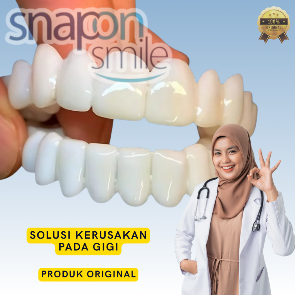 Gigi Palsu Instan Atas Bawah Penutup Ompong Lepas Pasang Snap on Smile Original Gigi palsu permanen 