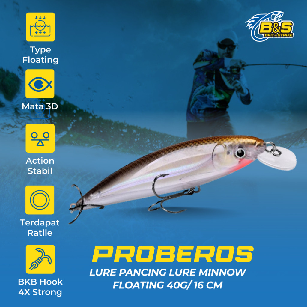 TERLARIS PROBEROS Umpan Pancing Lure Minnow Floating 40G / 16CM MN056