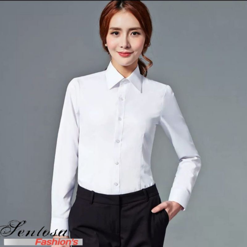 KEMEJA PUTIH WANITA KEMEJA KERJA PUTIH FORMAL WANITA BAJU KANTOR PUTIH/Terbaru