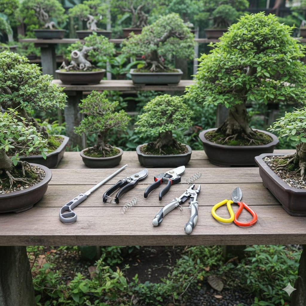 Paket Alat Bonsai Satu Set Tinggal Pakai Catok Modifikasi Tajam Gergaji Gunting Dahan Ranting Guntin