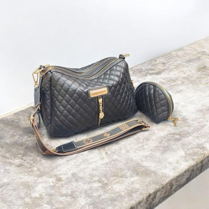 <Girls Looks> Balerina Tas Selempang Wanita Bahan Bordir Motif Kotak-kotak PX28 LX10 TX20 dengan Pil