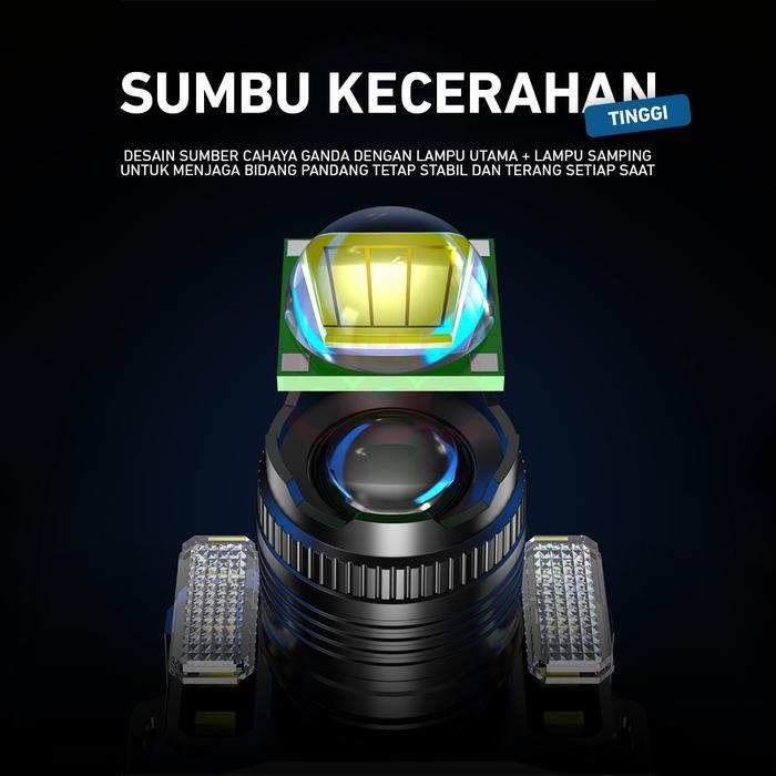 [BEC] Lampu Kepala LED | Senter Kepala Super Terang 5000 Lumen Pengisian USB-C 6 Mode Cahaya Lampu