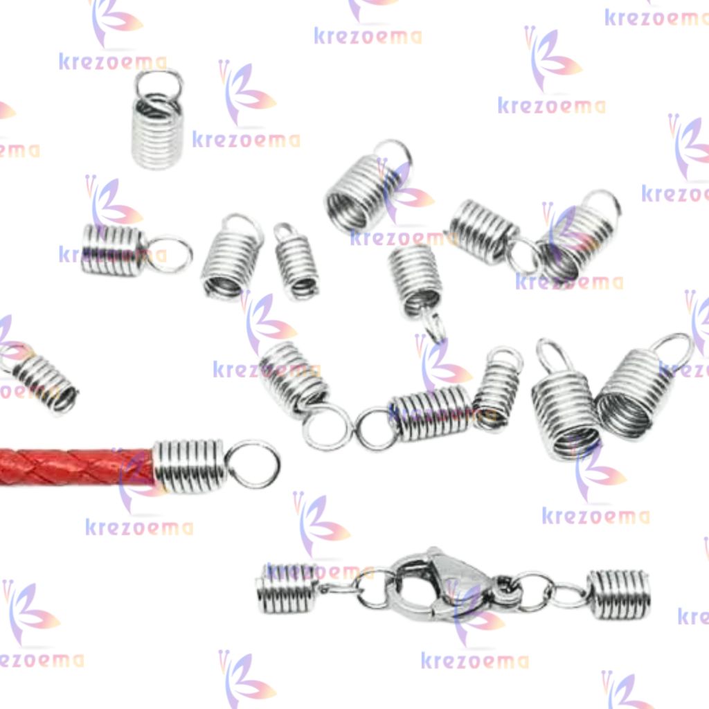 Klep penjepit stopper ujung tali spiral bahan DIY kerajinan tangan